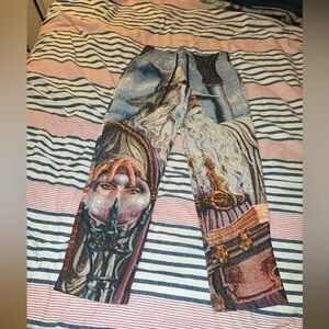 Retro Vert Artistic Tapestry Pants Dumbledor Graphic Pants Sz Medium